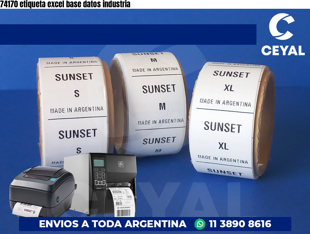 74170 etiqueta excel base datos industria