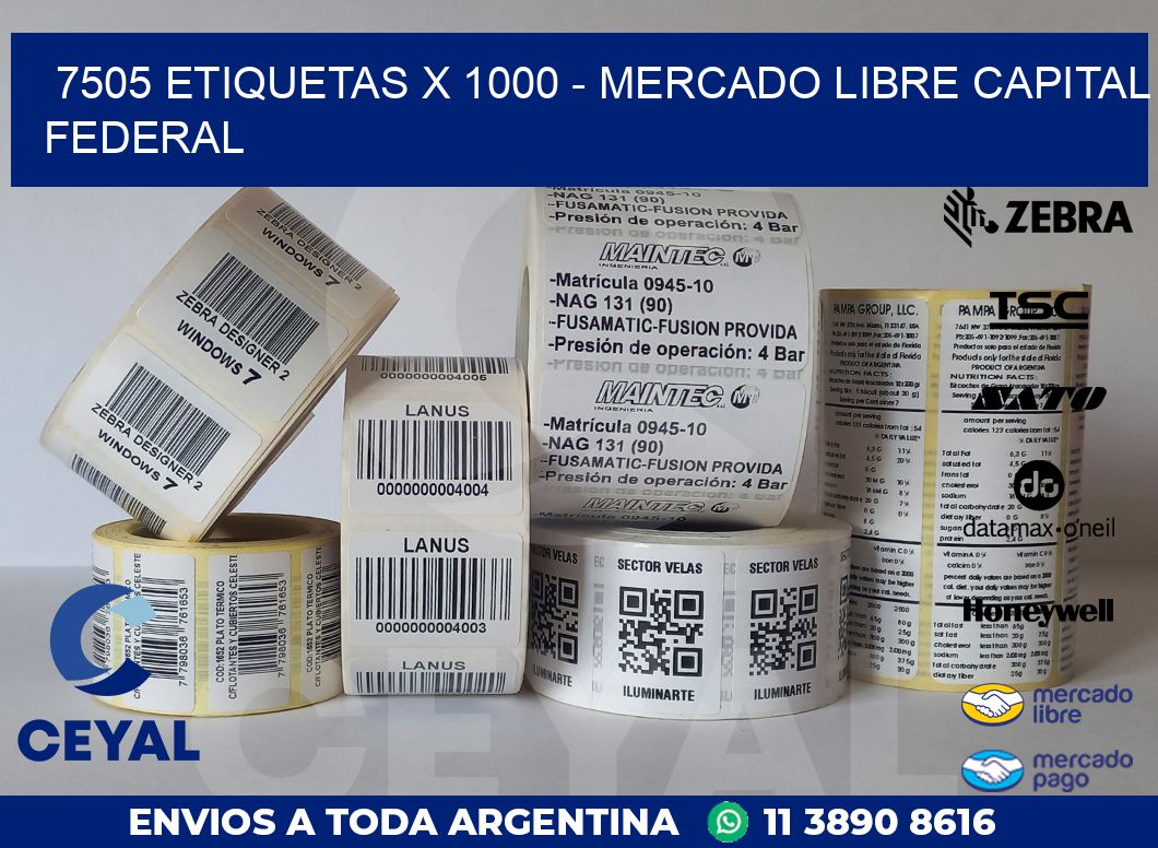 7505 ETIQUETAS X 1000 – MERCADO LIBRE CAPITAL FEDERAL