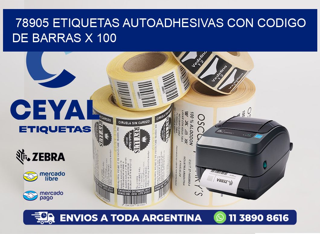 78905 ETIQUETAS AUTOADHESIVAS CON CODIGO DE BARRAS X 100