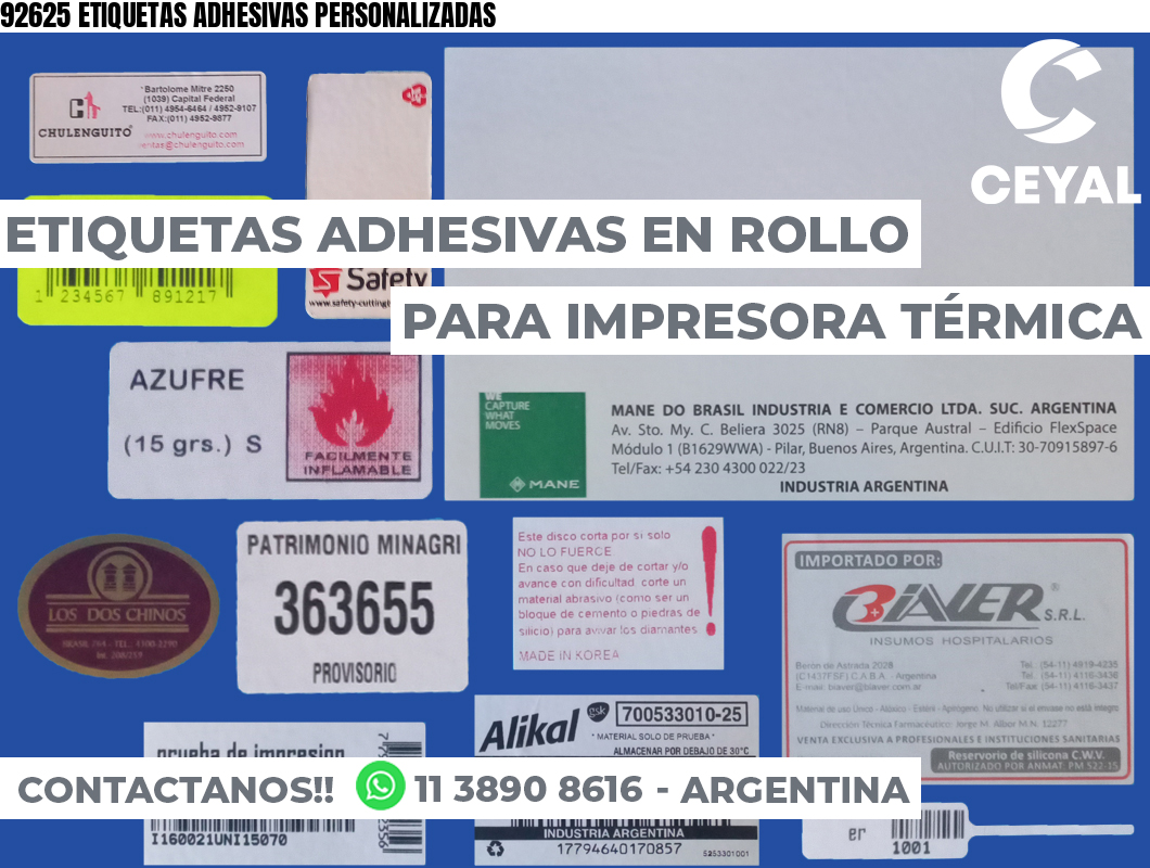 92625 ETIQUETAS ADHESIVAS PERSONALIZADAS