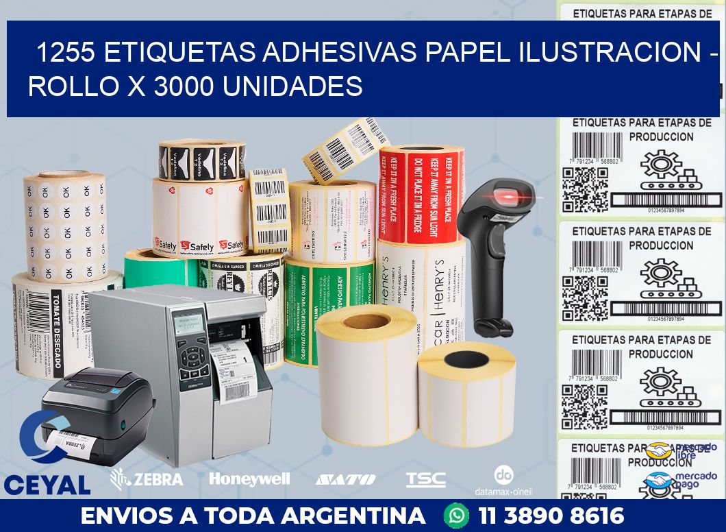 1255 ETIQUETAS ADHESIVAS PAPEL ILUSTRACION - ROLLO X 3000 UNIDADES