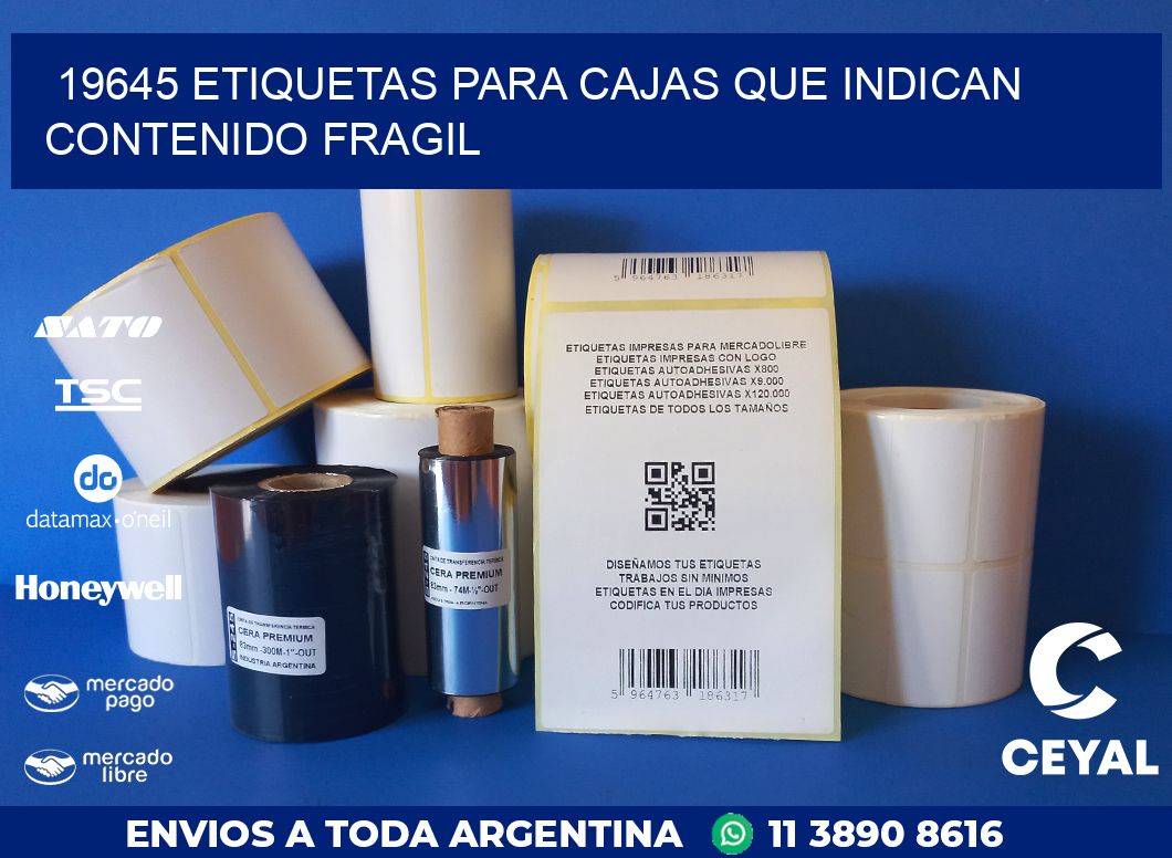 19645 ETIQUETAS PARA CAJAS QUE INDICAN CONTENIDO FRAGIL