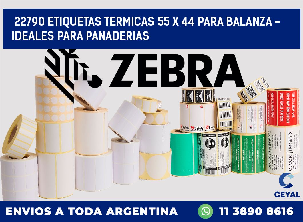 22790 ETIQUETAS TERMICAS 55 X 44 PARA BALANZA - IDEALES PARA PANADERIAS