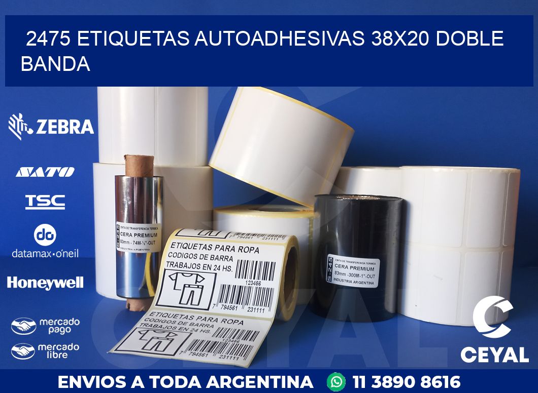 2475 ETIQUETAS AUTOADHESIVAS 38X20 DOBLE BANDA