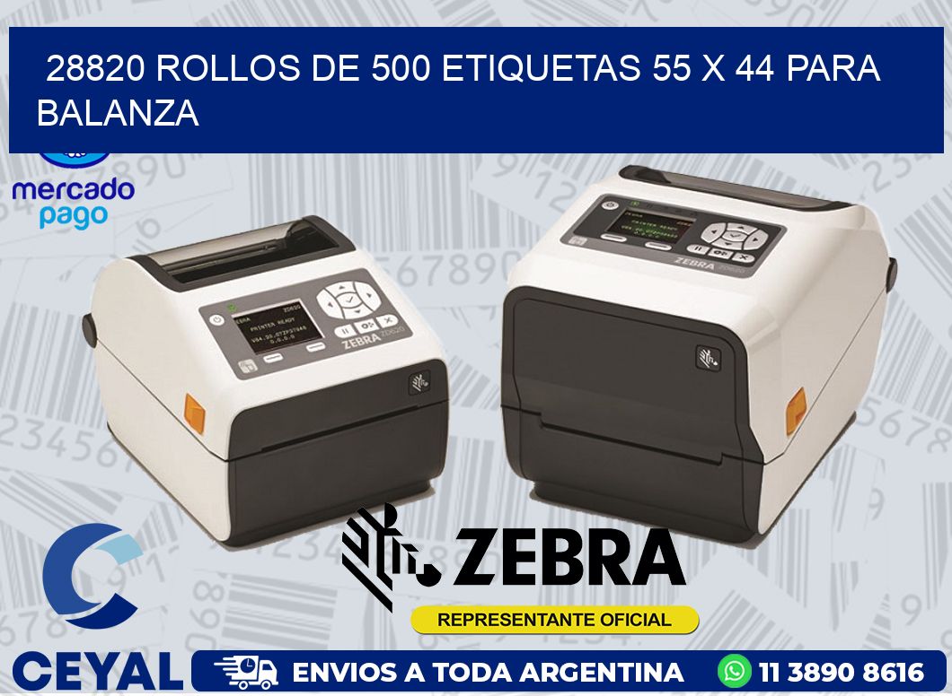 28820 ROLLOS DE 500 ETIQUETAS 55 X 44 PARA BALANZA