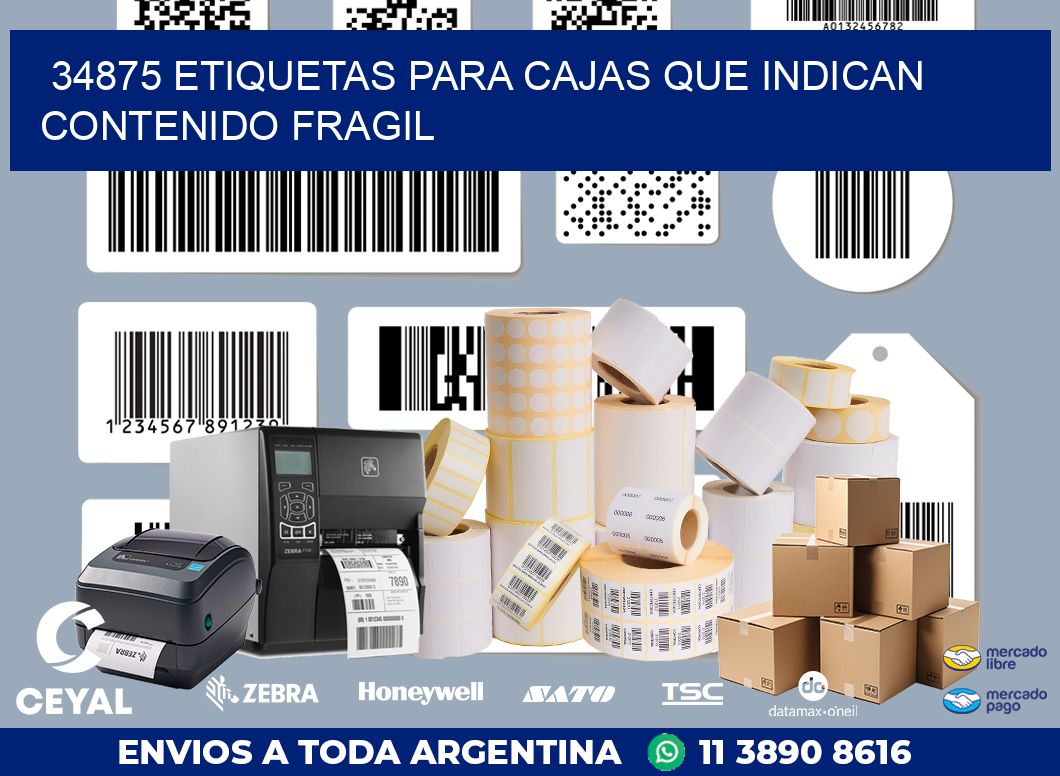 34875 ETIQUETAS PARA CAJAS QUE INDICAN CONTENIDO FRAGIL
