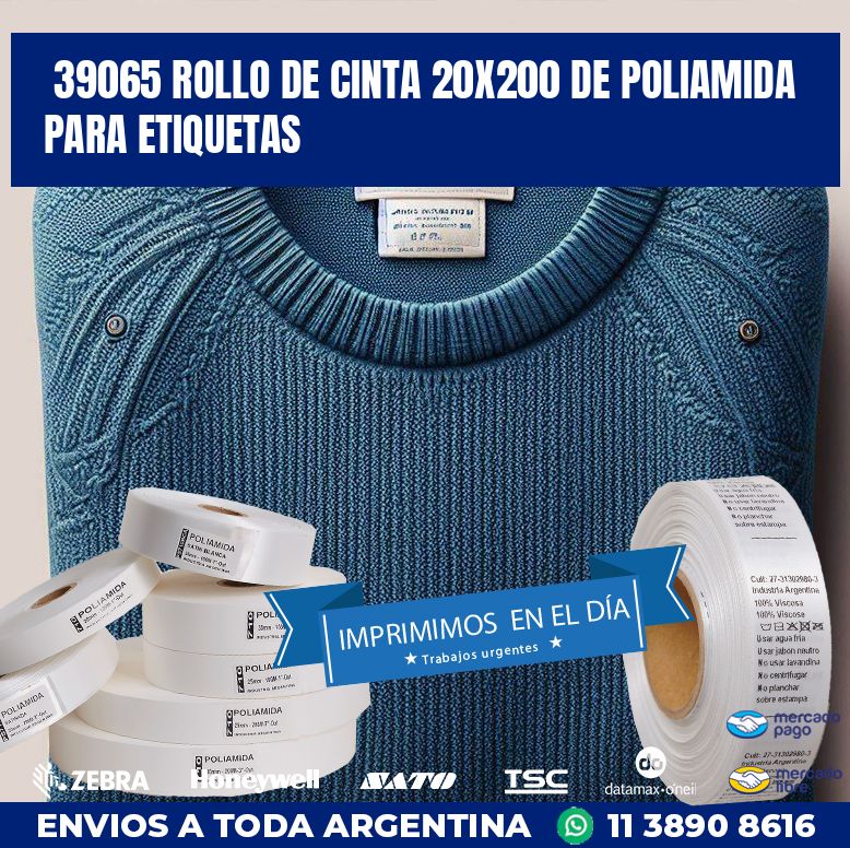 39065 ROLLO DE CINTA 20X200 DE POLIAMIDA PARA ETIQUETAS