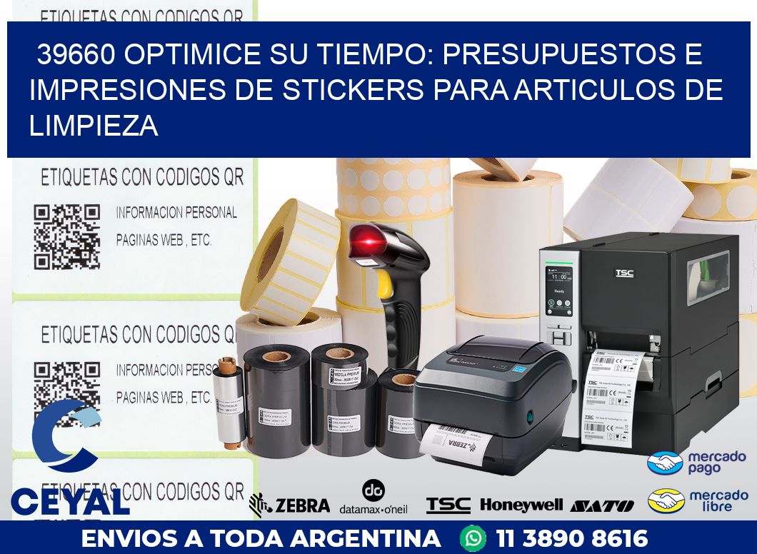 39660 OPTIMICE SU TIEMPO: PRESUPUESTOS E IMPRESIONES DE STICKERS PARA ARTICULOS DE LIMPIEZA