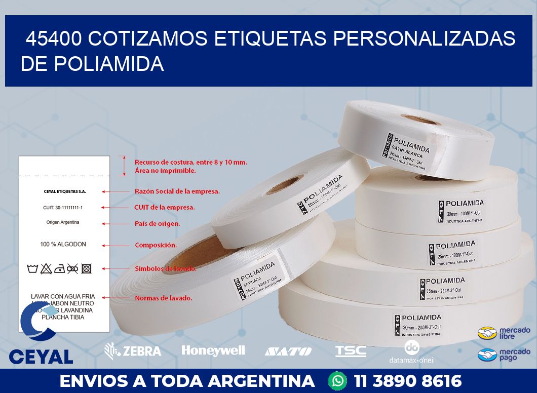45400 COTIZAMOS ETIQUETAS PERSONALIZADAS DE POLIAMIDA