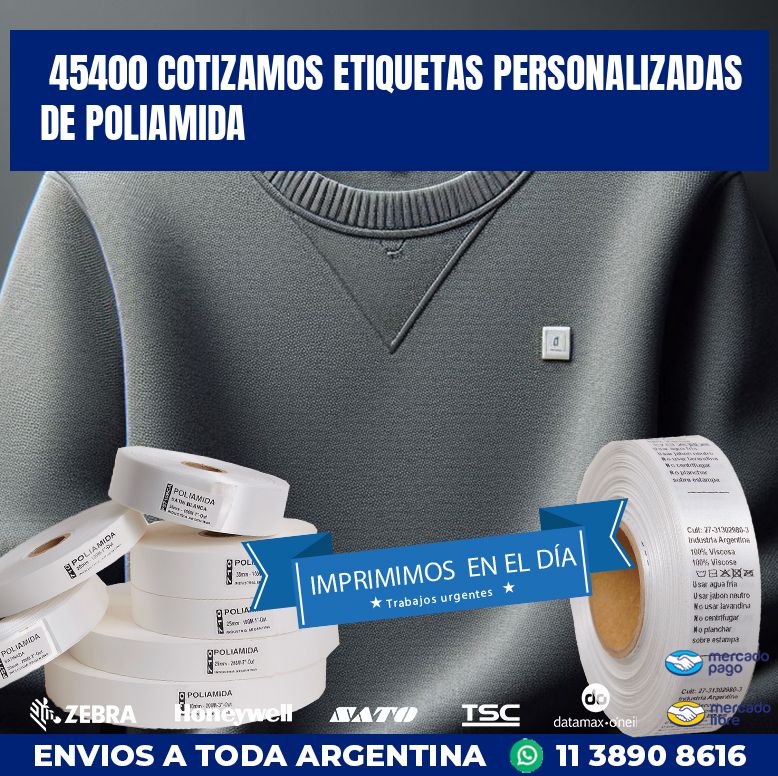 45400 COTIZAMOS ETIQUETAS PERSONALIZADAS DE POLIAMIDA
