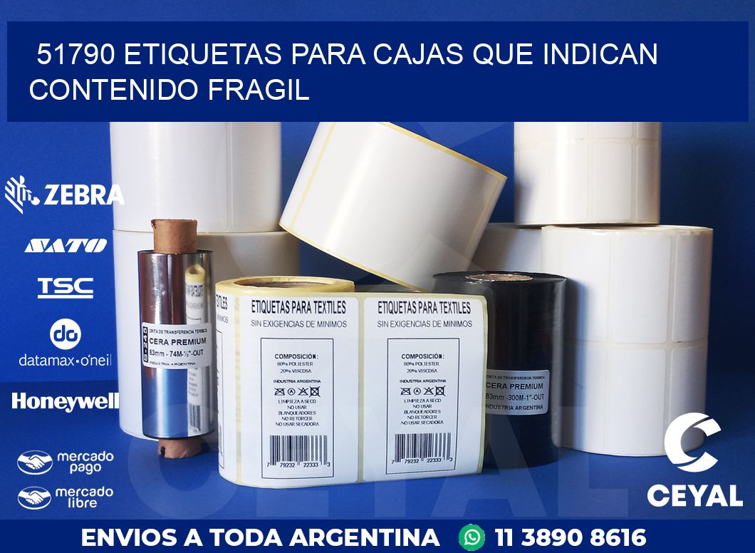 51790 ETIQUETAS PARA CAJAS QUE INDICAN CONTENIDO FRAGIL
