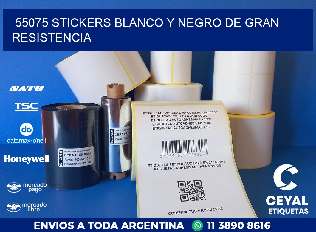 55075 STICKERS BLANCO Y NEGRO DE GRAN RESISTENCIA