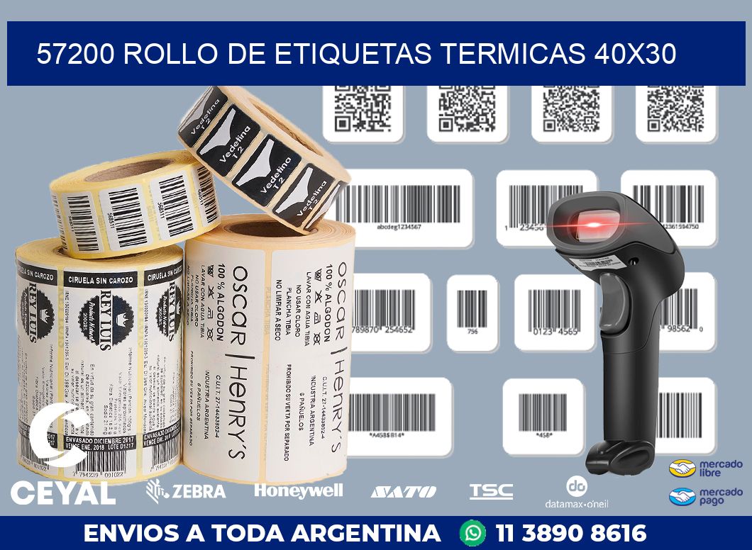 57200 ROLLO DE ETIQUETAS TERMICAS 40X30