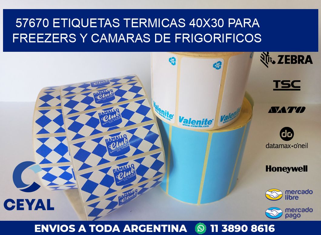 57670 ETIQUETAS TERMICAS 40X30 PARA FREEZERS Y CAMARAS DE FRIGORIFICOS