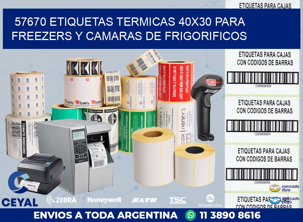57670 ETIQUETAS TERMICAS 40X30 PARA FREEZERS Y CAMARAS DE FRIGORIFICOS