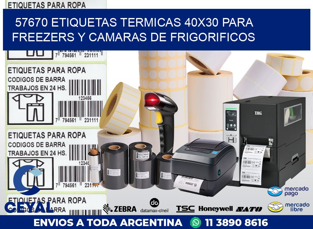 57670 ETIQUETAS TERMICAS 40X30 PARA FREEZERS Y CAMARAS DE FRIGORIFICOS
