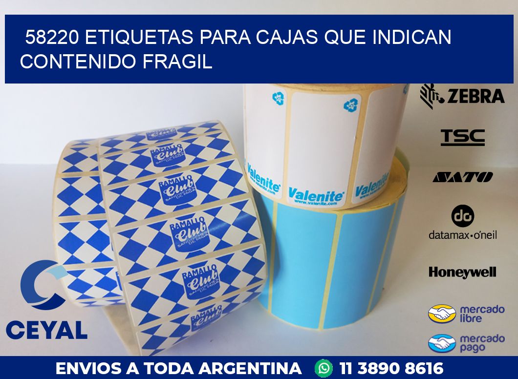 58220 ETIQUETAS PARA CAJAS QUE INDICAN CONTENIDO FRAGIL