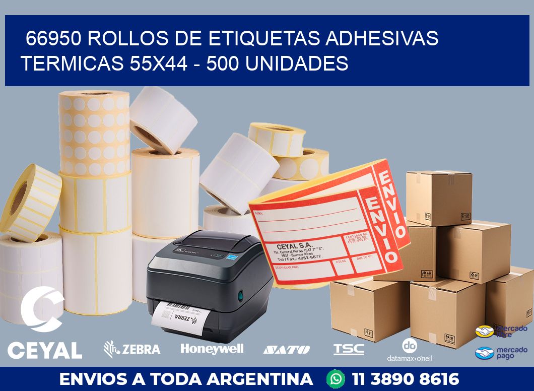 66950 ROLLOS DE ETIQUETAS ADHESIVAS TERMICAS 55X44 - 500 UNIDADES