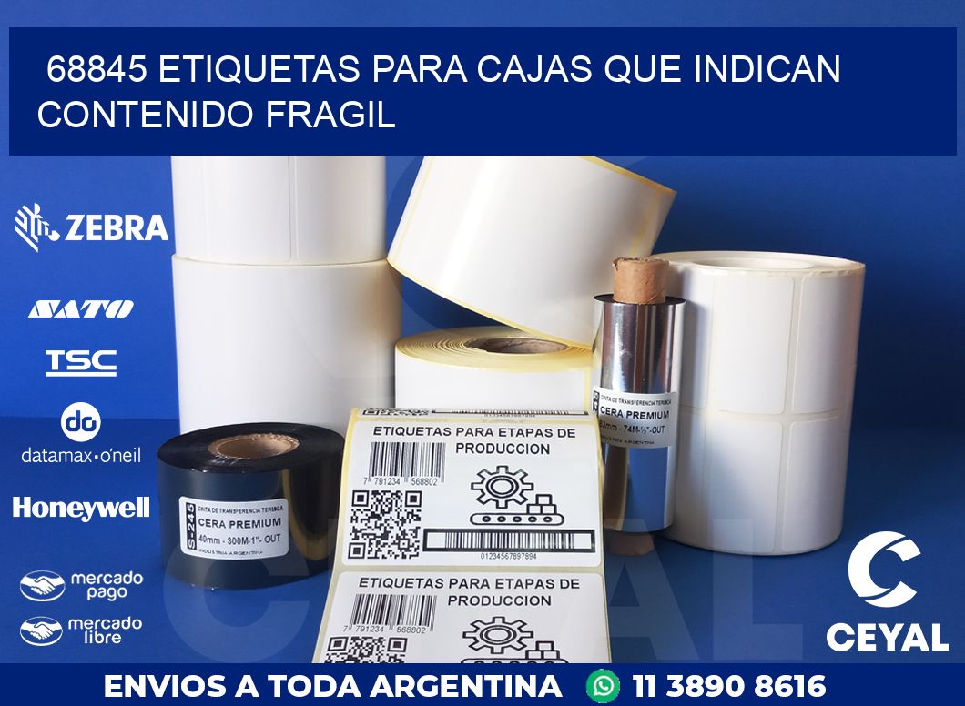 68845 ETIQUETAS PARA CAJAS QUE INDICAN CONTENIDO FRAGIL