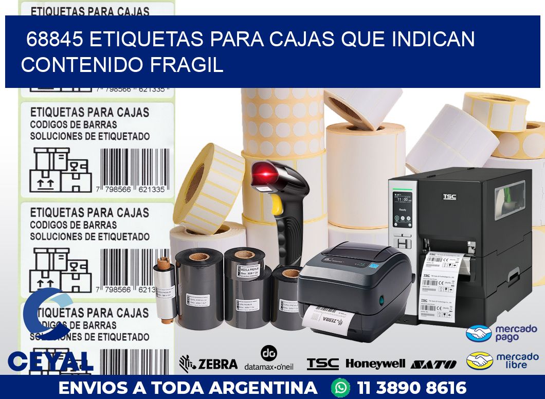 68845 ETIQUETAS PARA CAJAS QUE INDICAN CONTENIDO FRAGIL