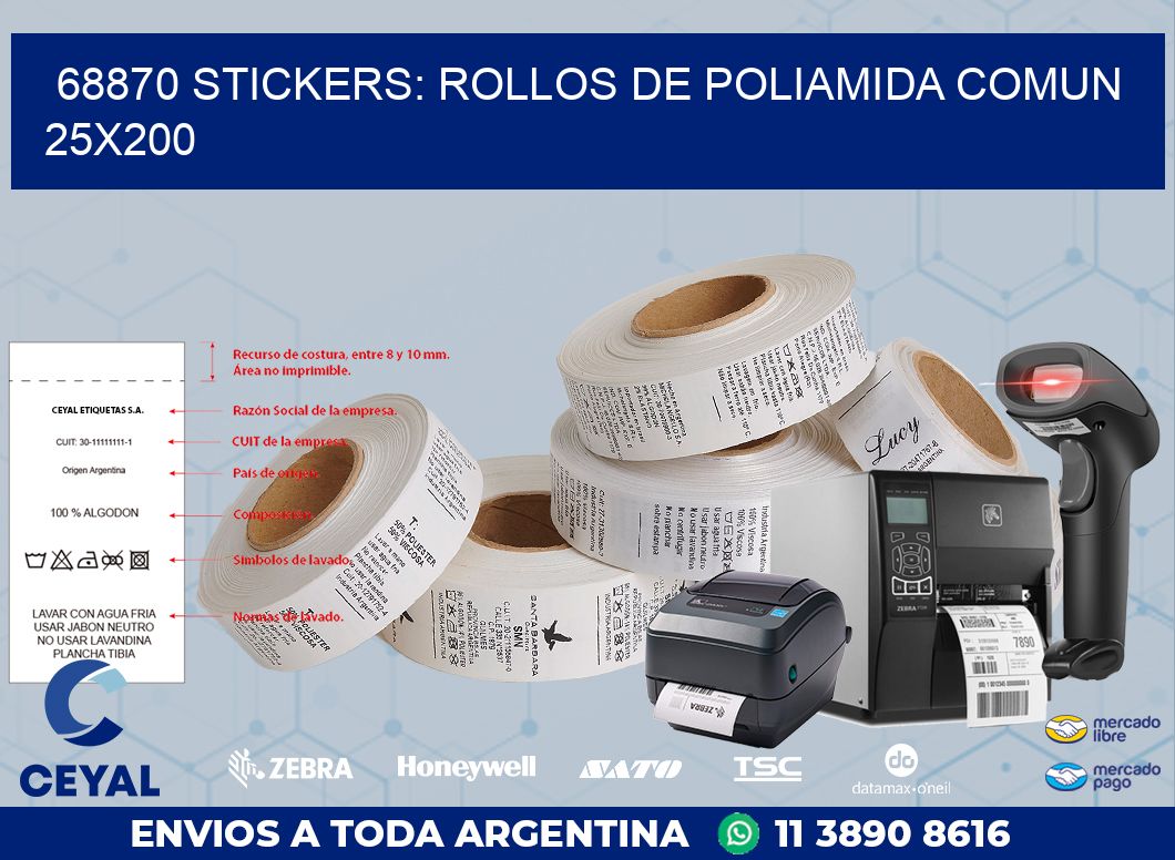 68870 STICKERS: ROLLOS DE POLIAMIDA COMUN 25X200