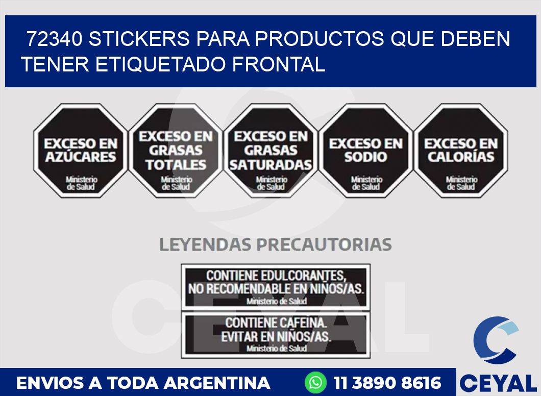 72340 STICKERS PARA PRODUCTOS QUE DEBEN TENER ETIQUETADO FRONTAL