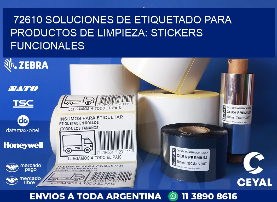 72610 SOLUCIONES DE ETIQUETADO PARA PRODUCTOS DE LIMPIEZA: STICKERS FUNCIONALES