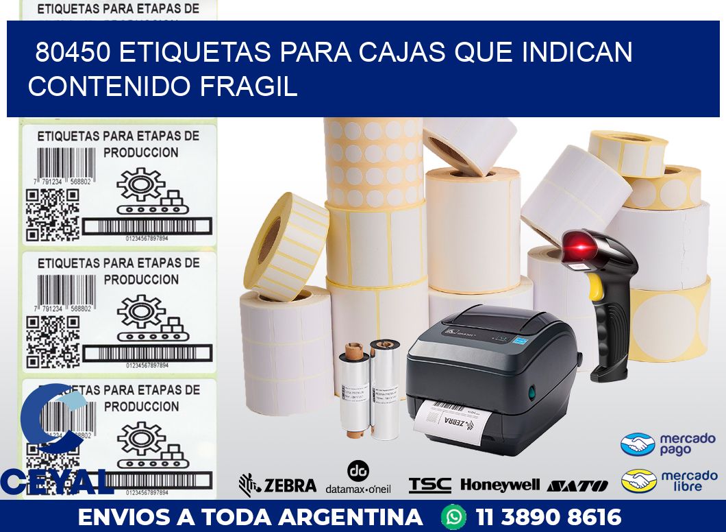 80450 ETIQUETAS PARA CAJAS QUE INDICAN CONTENIDO FRAGIL