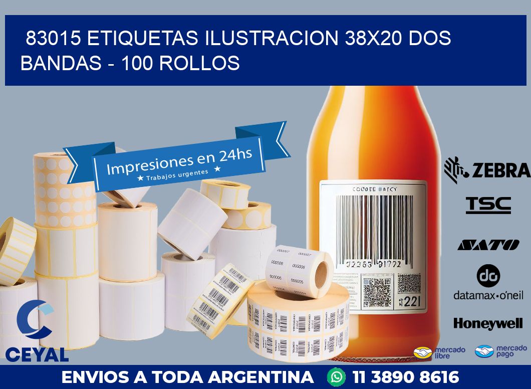 83015 ETIQUETAS ILUSTRACION 38X20 DOS BANDAS – 100 ROLLOS