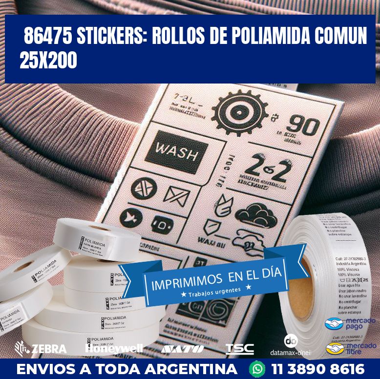 86475 STICKERS: ROLLOS DE POLIAMIDA COMUN 25X200