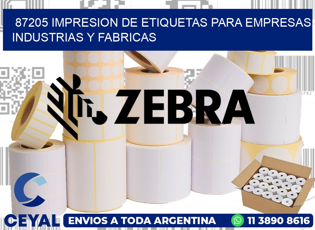 87205 IMPRESION DE ETIQUETAS PARA EMPRESAS, INDUSTRIAS Y FABRICAS