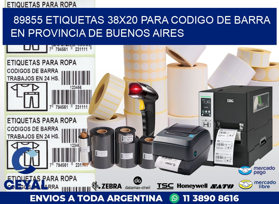 89855 ETIQUETAS 38X20 PARA CODIGO DE BARRA EN PROVINCIA DE BUENOS AIRES