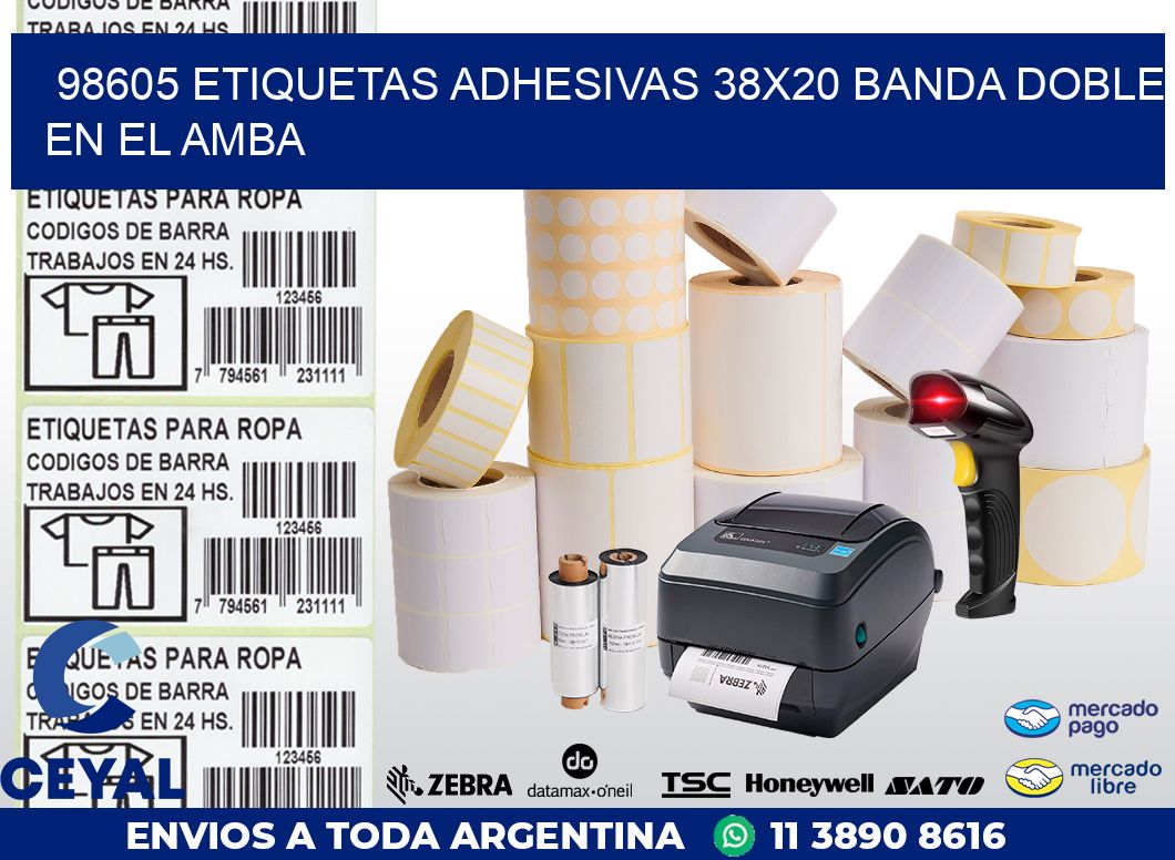 98605 ETIQUETAS ADHESIVAS 38X20 BANDA DOBLE EN EL AMBA