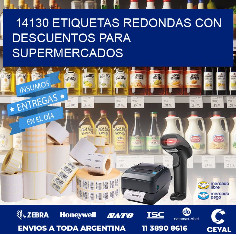 14130 ETIQUETAS REDONDAS CON DESCUENTOS PARA SUPERMERCADOS