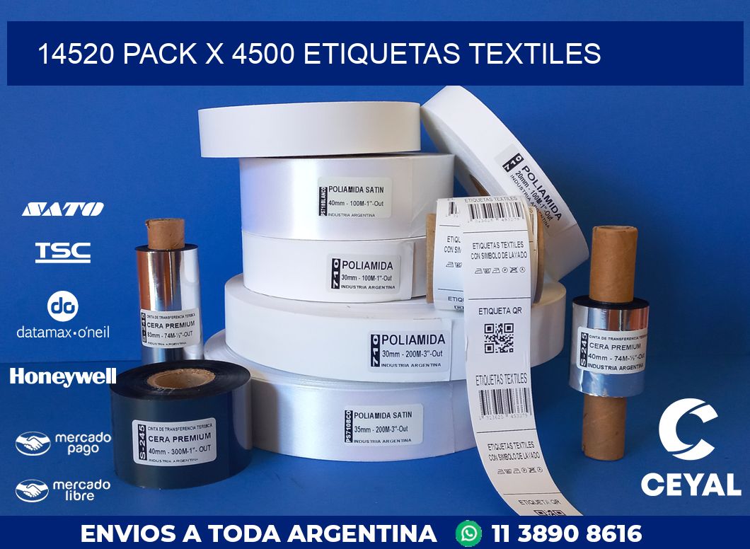 14520 PACK X 4500 ETIQUETAS TEXTILES
