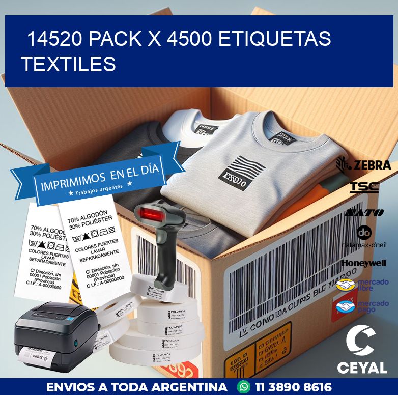 14520 PACK X 4500 ETIQUETAS TEXTILES