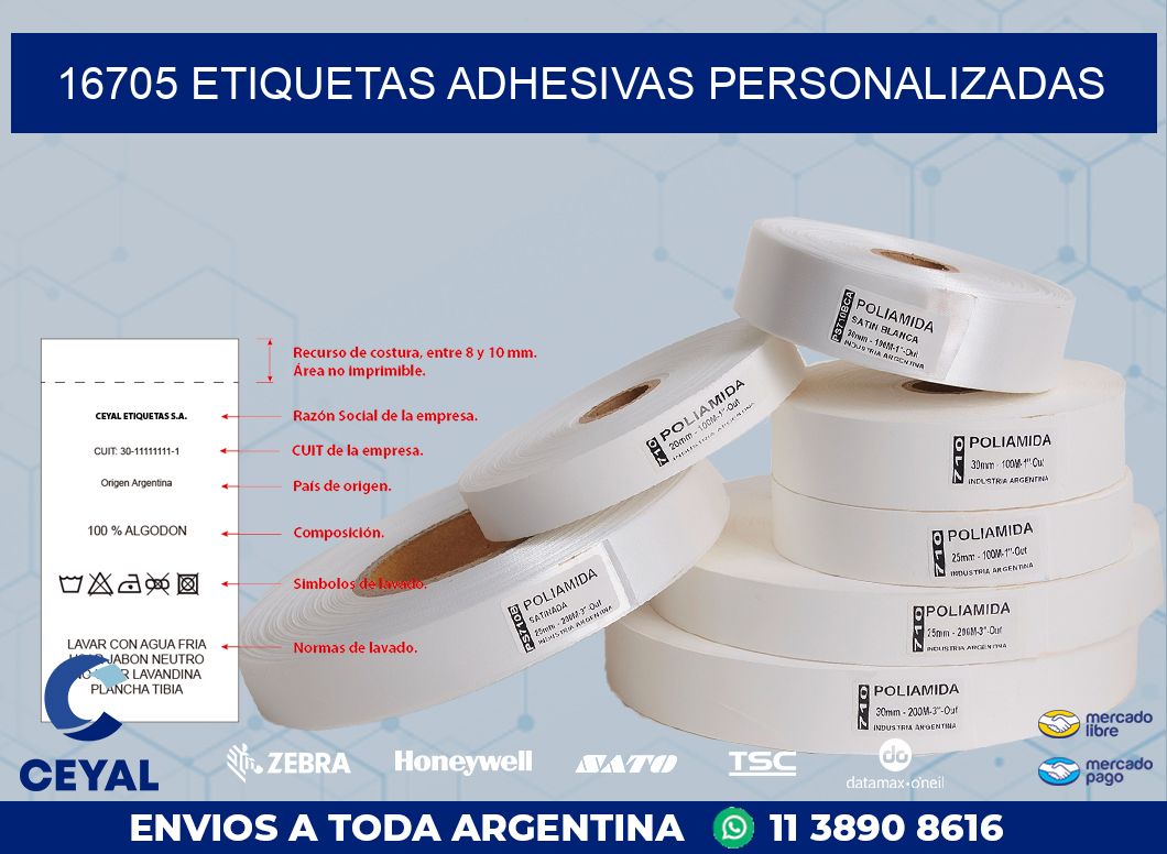 16705 ETIQUETAS ADHESIVAS PERSONALIZADAS