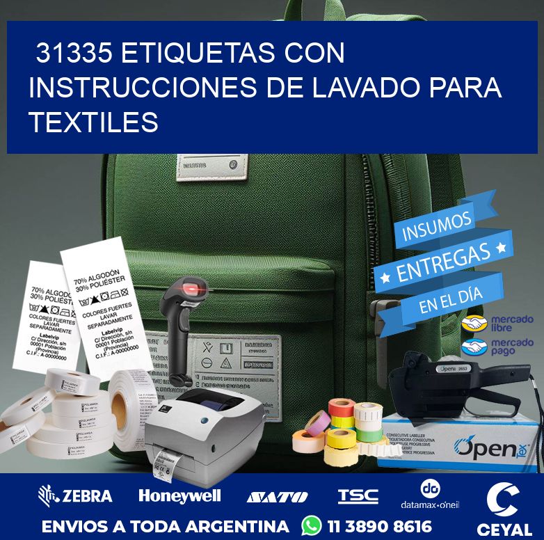 31335 ETIQUETAS CON INSTRUCCIONES DE LAVADO PARA TEXTILES