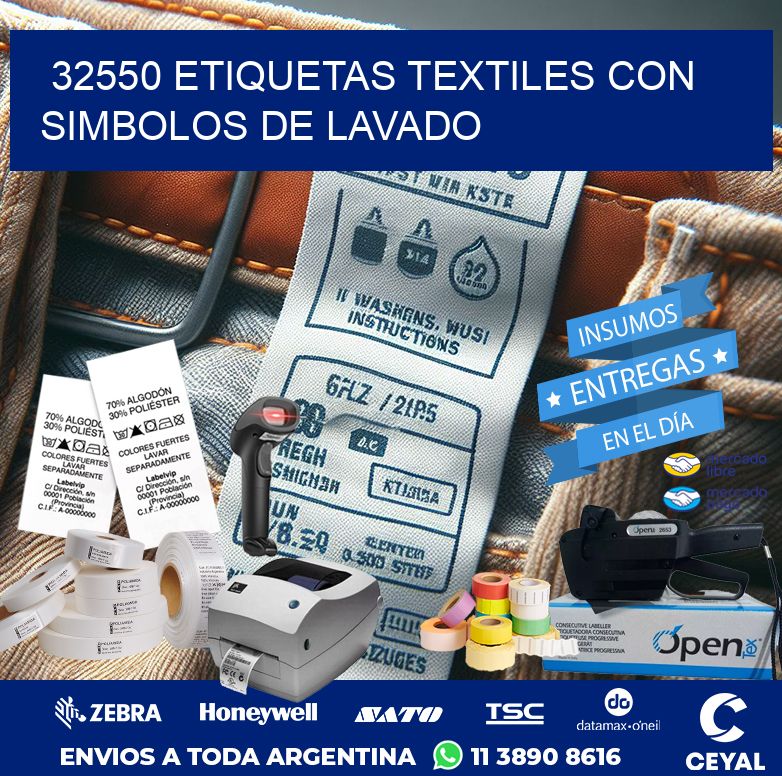 32550 ETIQUETAS TEXTILES CON SIMBOLOS DE LAVADO