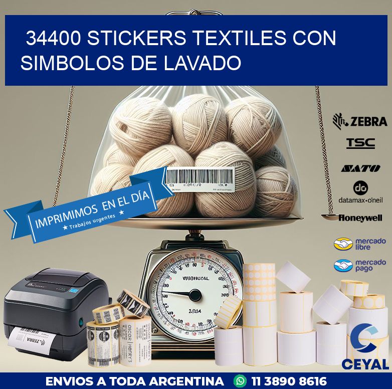 34400 STICKERS TEXTILES CON SIMBOLOS DE LAVADO