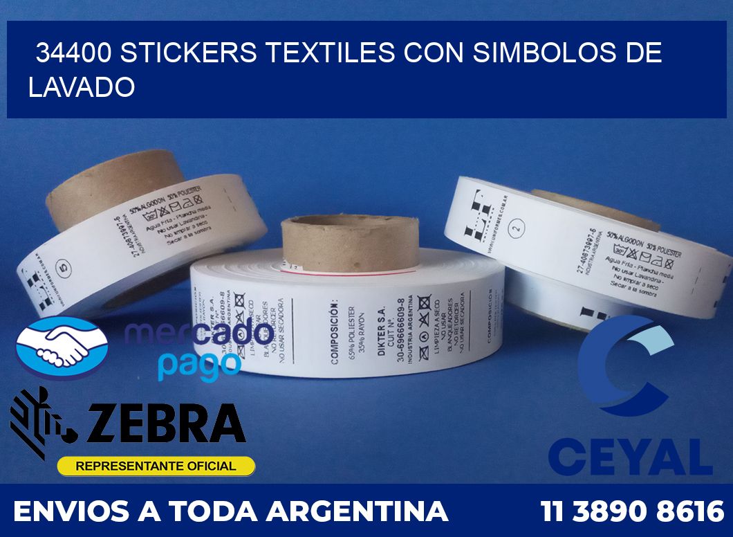 34400 STICKERS TEXTILES CON SIMBOLOS DE LAVADO
