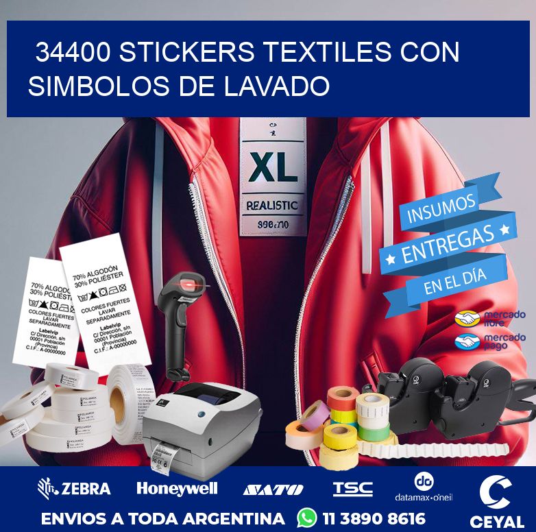 34400 STICKERS TEXTILES CON SIMBOLOS DE LAVADO