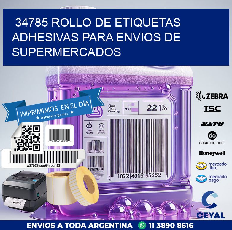 34785 ROLLO DE ETIQUETAS ADHESIVAS PARA ENVIOS DE SUPERMERCADOS