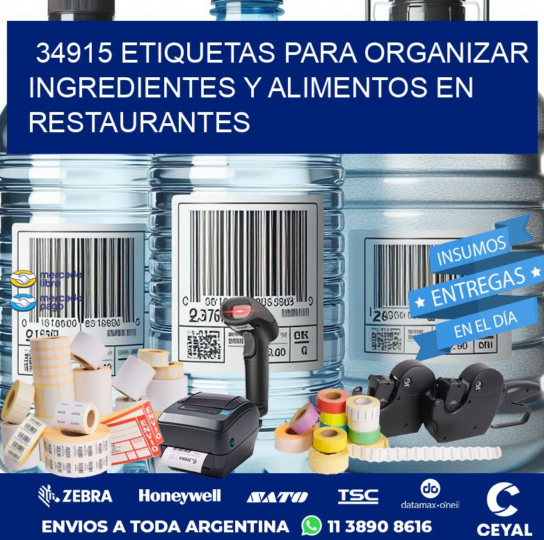 34915 ETIQUETAS PARA ORGANIZAR INGREDIENTES Y ALIMENTOS EN RESTAURANTES