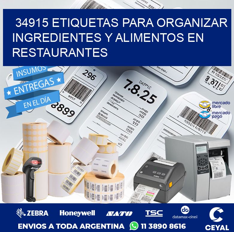34915 ETIQUETAS PARA ORGANIZAR INGREDIENTES Y ALIMENTOS EN RESTAURANTES