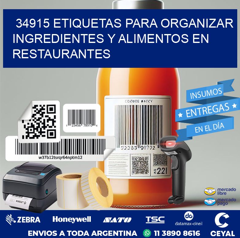 34915 ETIQUETAS PARA ORGANIZAR INGREDIENTES Y ALIMENTOS EN RESTAURANTES