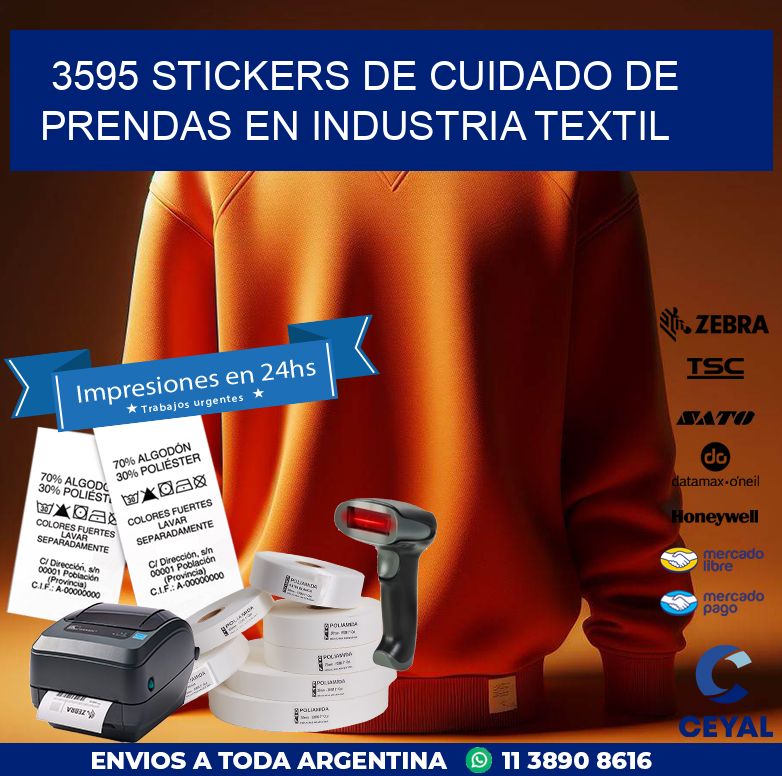 3595 STICKERS DE CUIDADO DE PRENDAS EN INDUSTRIA TEXTIL
