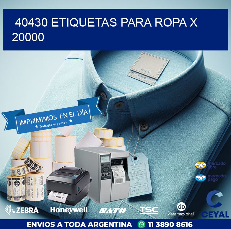 40430 ETIQUETAS PARA ROPA X 20000