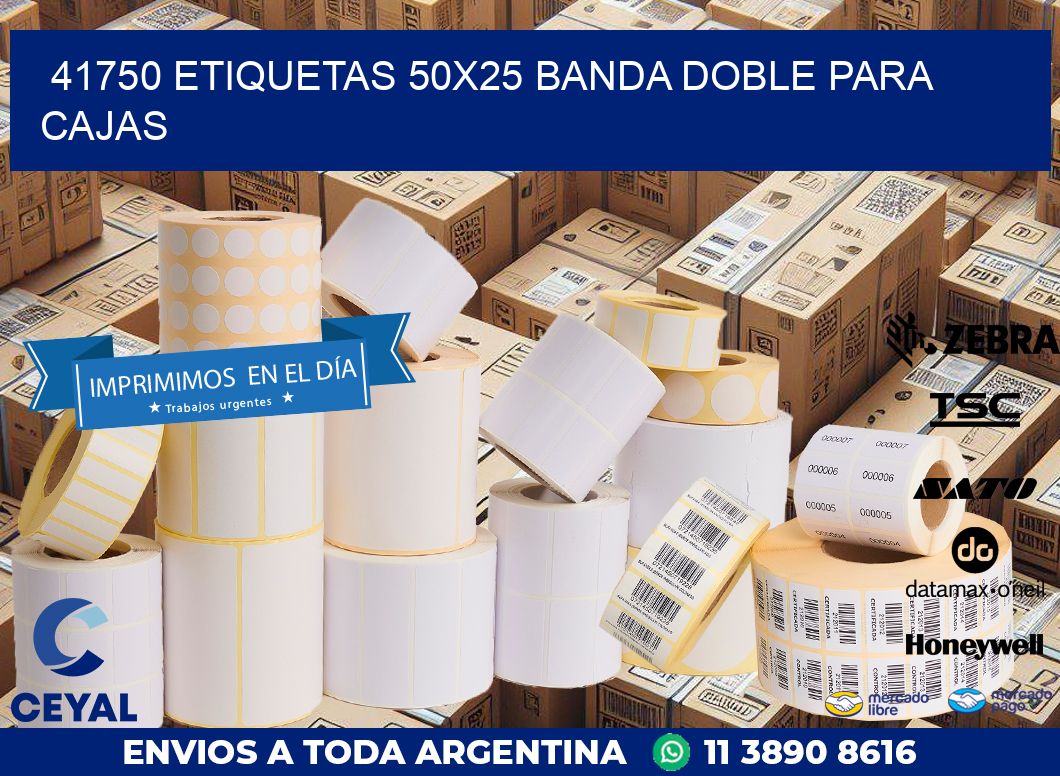 41750 ETIQUETAS 50X25 BANDA DOBLE PARA CAJAS