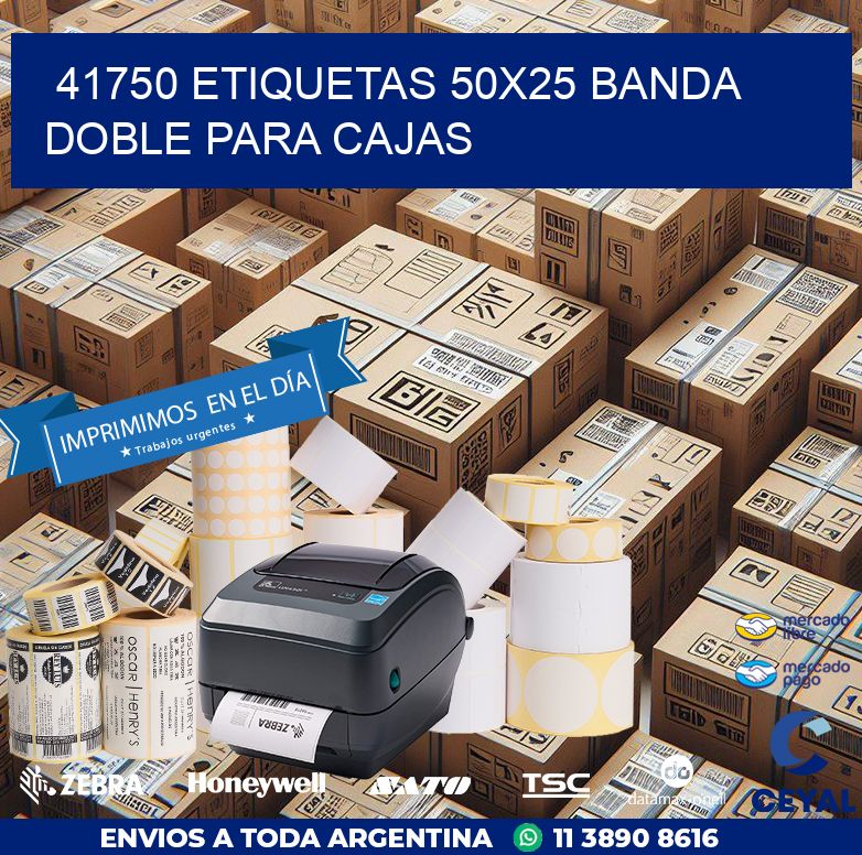 41750 ETIQUETAS 50X25 BANDA DOBLE PARA CAJAS